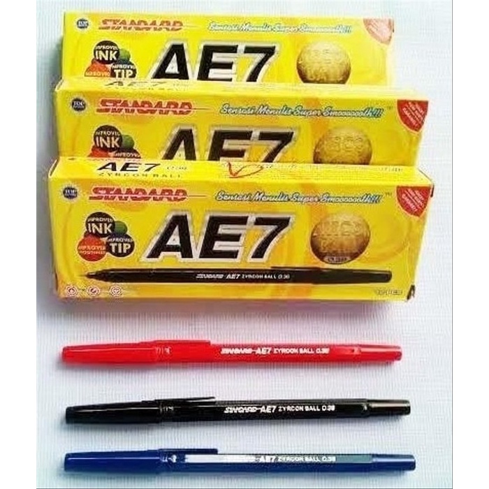 

Cuci Gudang [ Pack ] Ballpoint Pulpen 0,5 - Standard Ae 7 Hitam Biru Merah Murah! Berkualitas