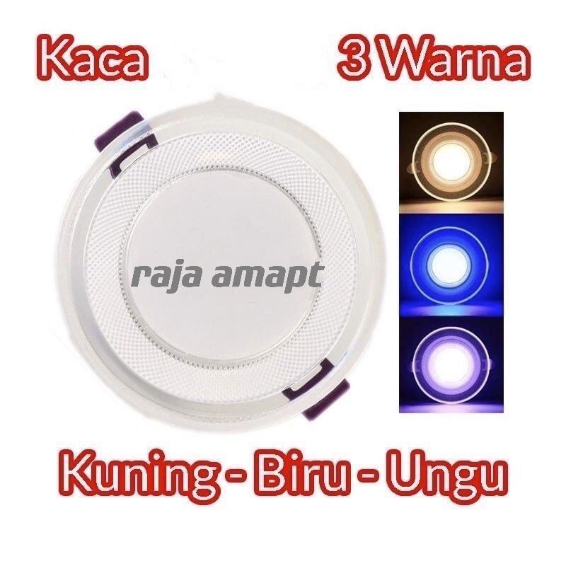 Lampu Downlight 6 Watt 3 Warna Kuning Biru Ungu (Putih+Kuning+WarmWhite)