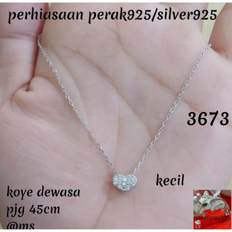 KALUNG PERAK 925 LOVE KECIL LAPIS EMAS PUTIH 3673