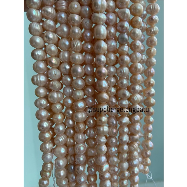 Bahan Mutiara Air Tawar Barok / Baroque LAVENDER 8 x 14mm Bulat pearl