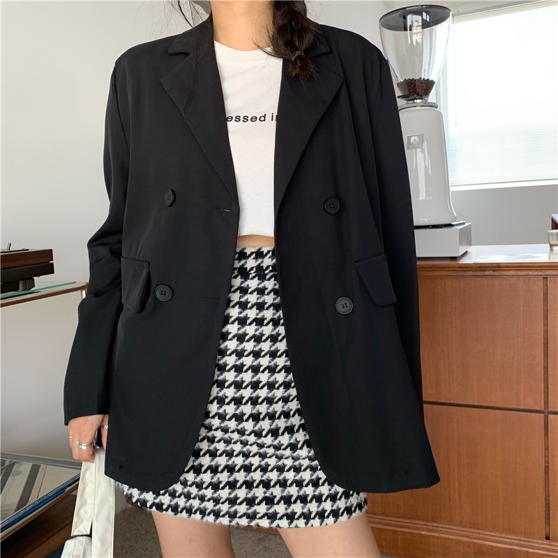 XIAOZHAINV Blazer Jaket Crop Wanita Korean Style V-neck 3288