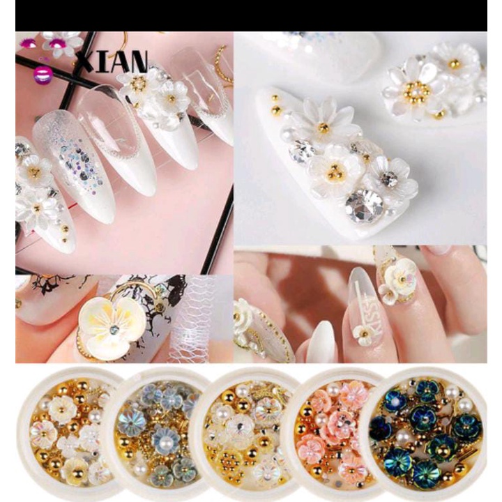 HIASAN KUKU 3D BENTUK BUNGA NAIL ART