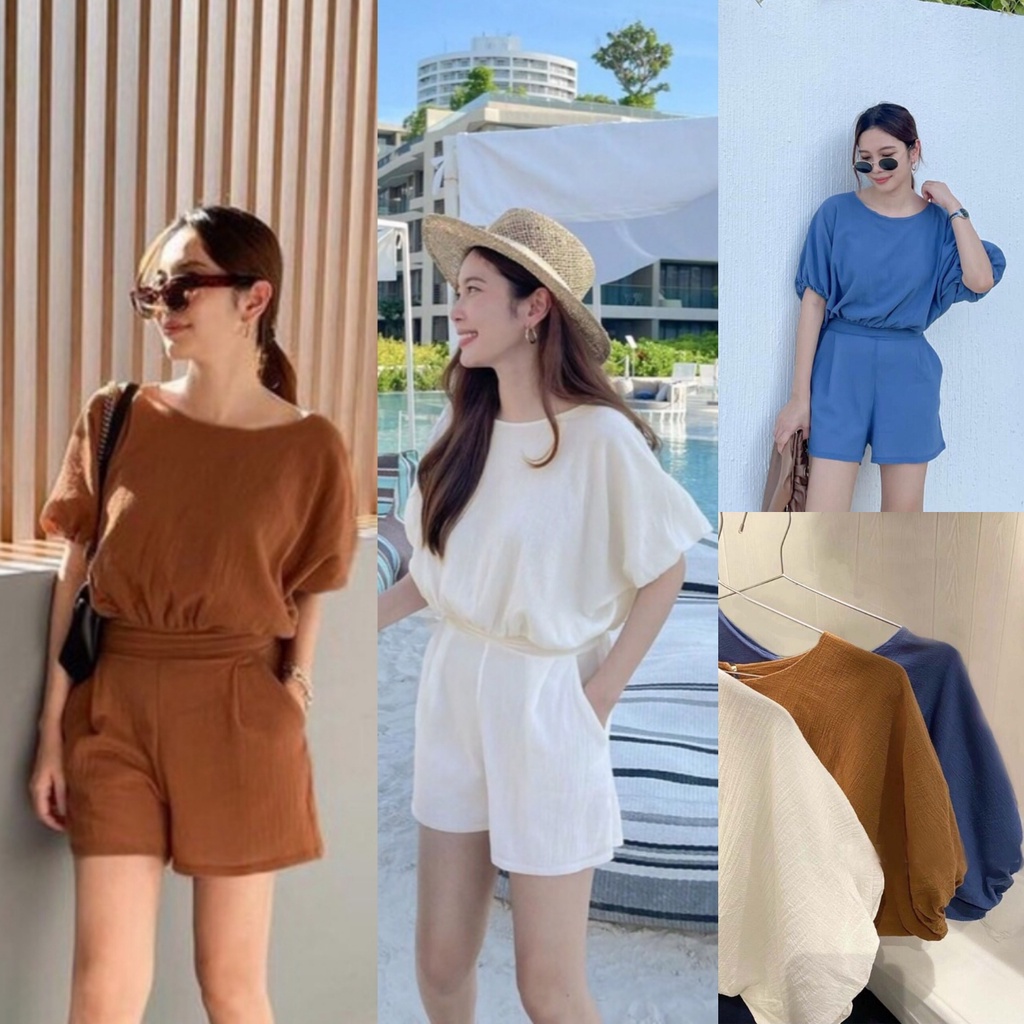 JS0004 Setelan Wanita Import Jumpsuit Wanita Charlie Set Korea Overall Korea Baju Pantai Wanita Jams