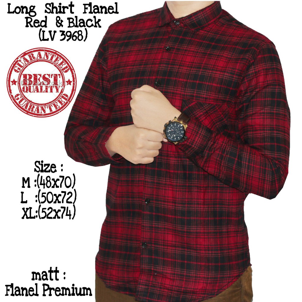 KEMEJA FLANEL PREMIUM HITAM MERAH