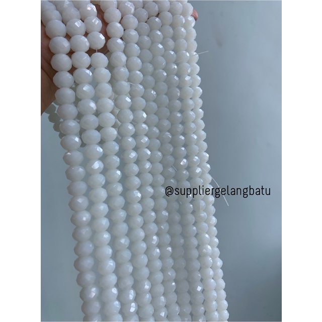 Crystal Ceko Doft 10mm Putih Doff bahan aksesoris beads manik donat