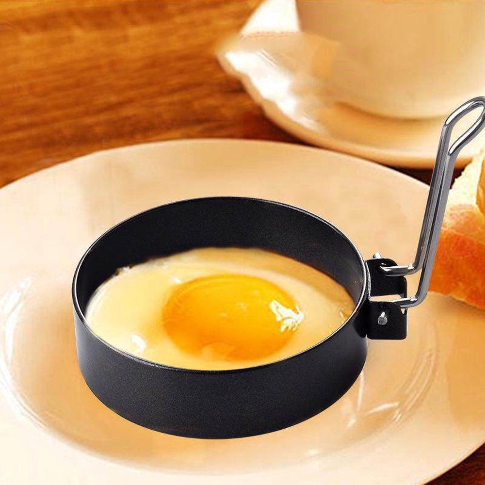 Cetakan Telur Omelet Bentuk Bulat Bahan Stainless Steel Metal Anti Lengket