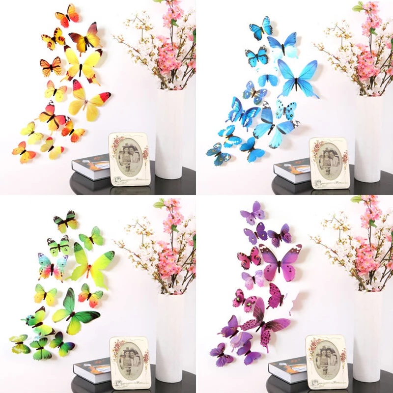 [ 3D double layer PVC Color simulation butterfly decoration For home living room  wedding  Children's Bedroom ]