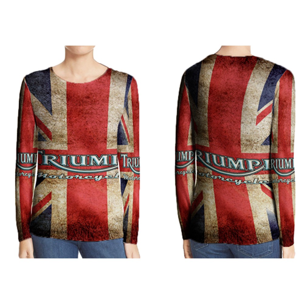 Kaos Tangan Panjang Design Triumph Motorcycles Biker Vintage T-SHIRT Unisex Bahan Polyester Jersey