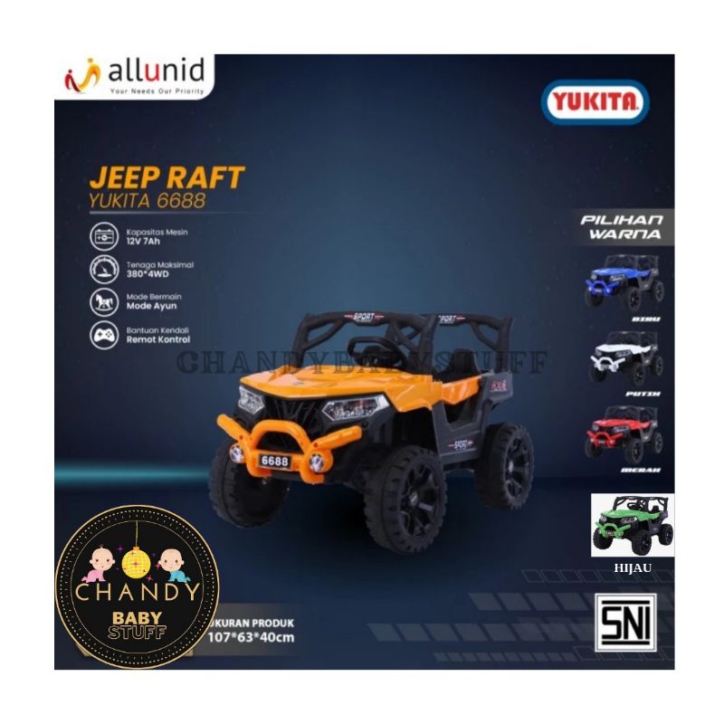 MAINAN MOBIL AKI ANAK YUKITA 6688 JEEP RAFT