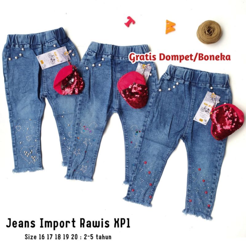 Celana Jeans Panjang Anak Perempuan Import 2-6Tahun Mutiara MUTE