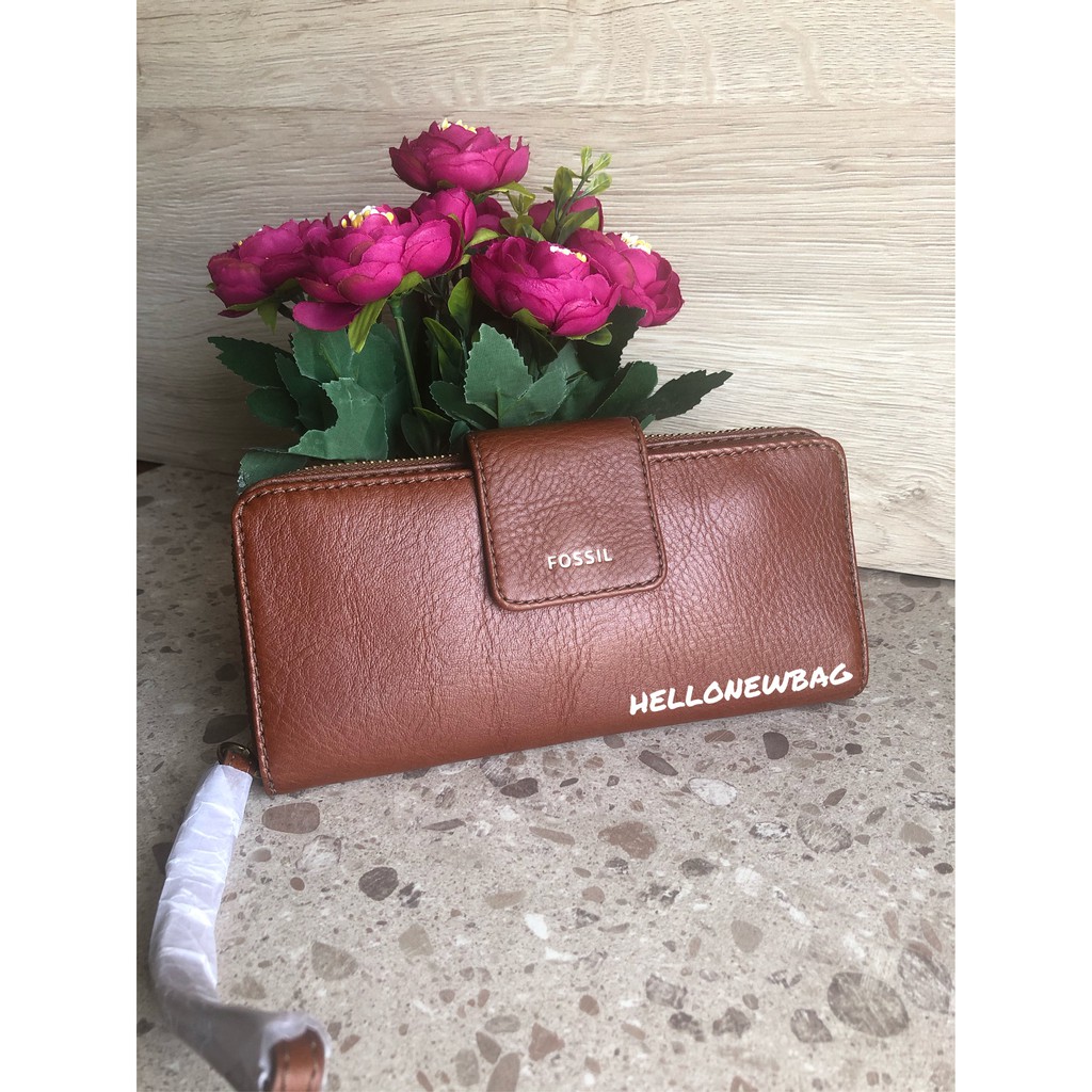 Dompet original-Madison zip clutch in medium brown