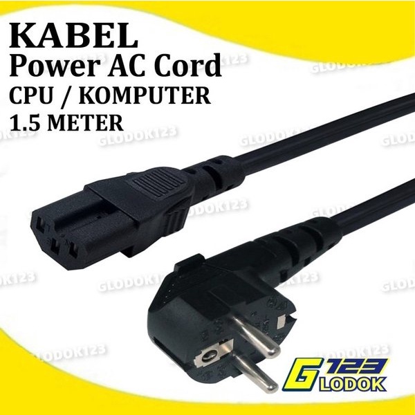 Kabel Power AC Cord Listrik Komputer PC CPU Desktop Cable 3 Lubang Pin