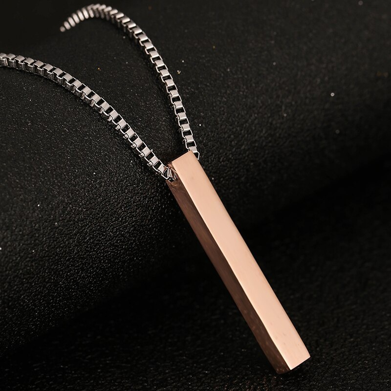 Kalung Liontin Custom Nama Empat Sisi Bahan Stainless Steel Untuk Pria Dan Wanita