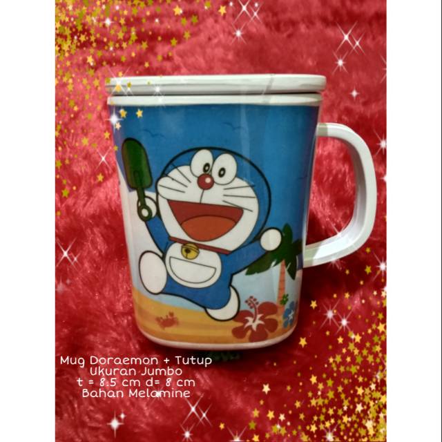Mug  + Tutup Melamine Doraemon