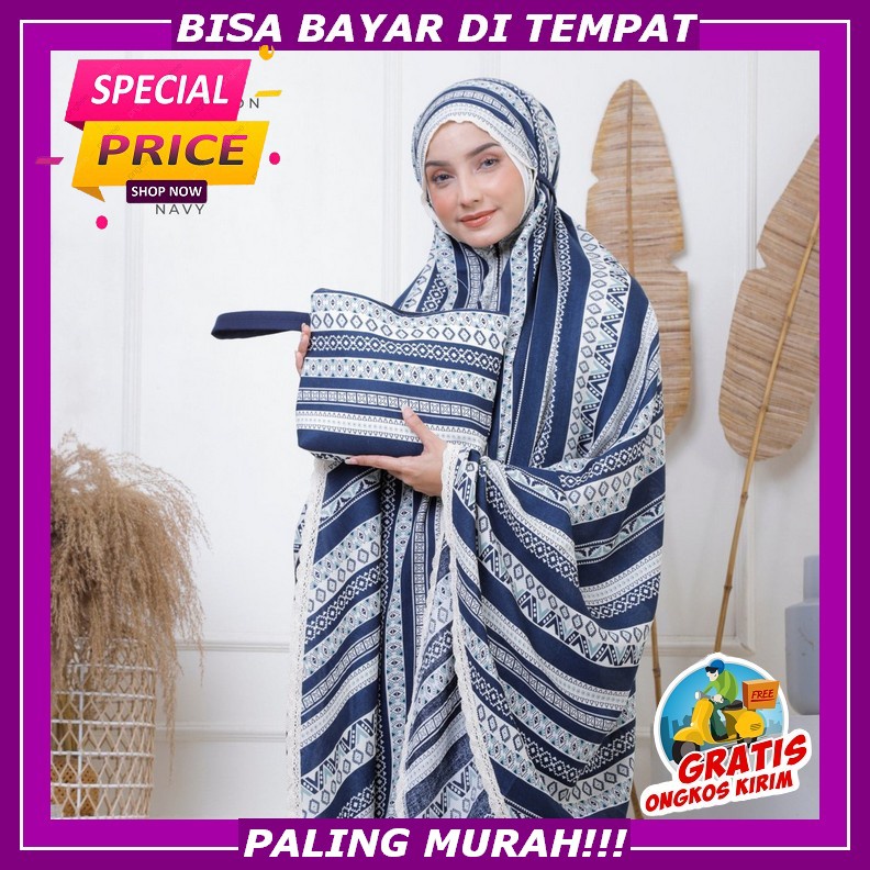 Mukena Mukenah Dewasa Polos Jumbo Telekung Bali Traveling Travelling Travel Bahan Katun Adem Renda R