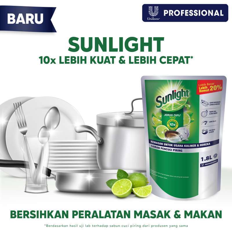 Sunlight Professional - Sabun Cuci Piring Cair Jeruk Nipis - Pouch 2200 ml / 2.2L / 1800 mL / 1.8L