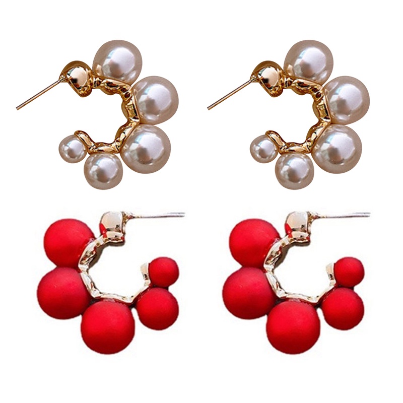 Anting Mutiara Bulat Warna Silver Gaya Vintage Untuk Wanita