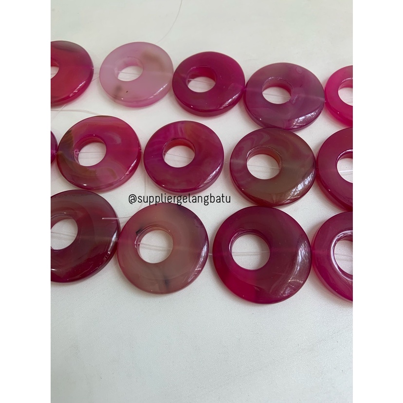 Batu alam cincin donat PURPLE AGATE 6 x 6cm kalung liontin bandul ungu bahan kalung etnik vintage mewah