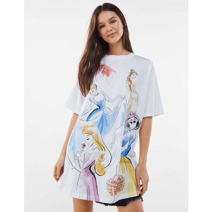 TERBAIK!!! BERSHKA Short sleeve Disney princesses Long T-shirt 24-1632