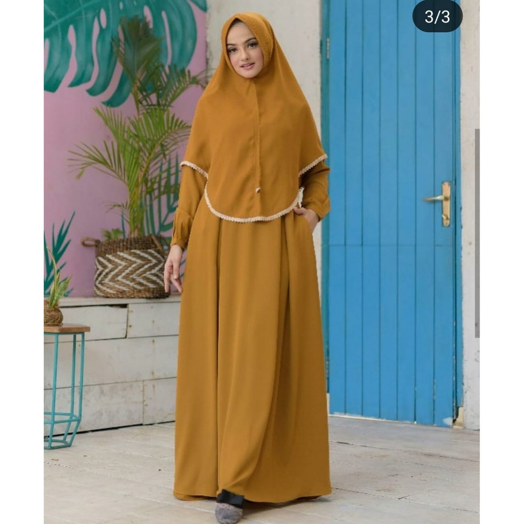 CALA SYARI DRESS Moscrepe (Free Hijab / Khimar) Gamis Trendy Gaun Modern Casual 2022