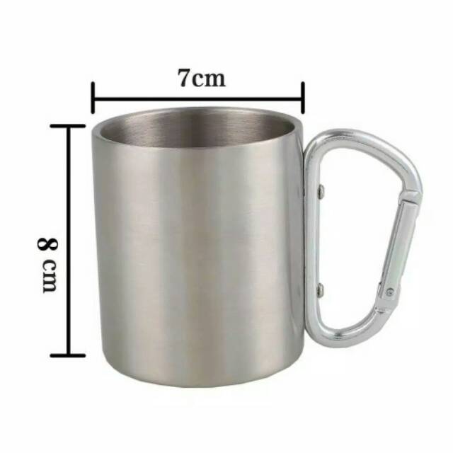 Mug gelas cangkir carabiner camping outdoor travel gunung ngopi stainless