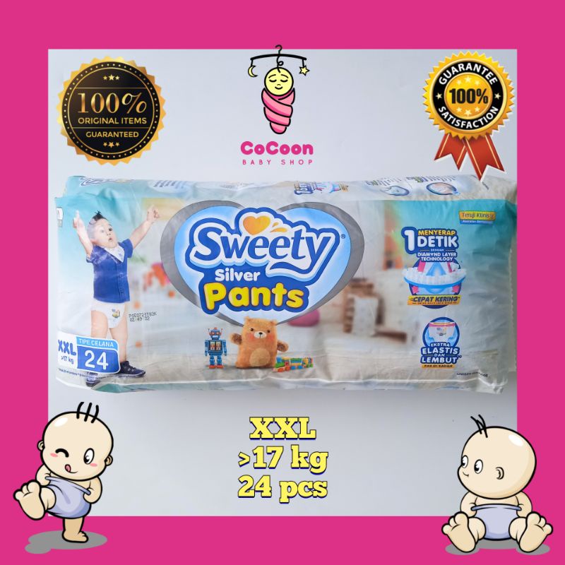 Popok Bayi Sweety Silver Pants XXL24 XXL 24 Tipe Celana Unisex