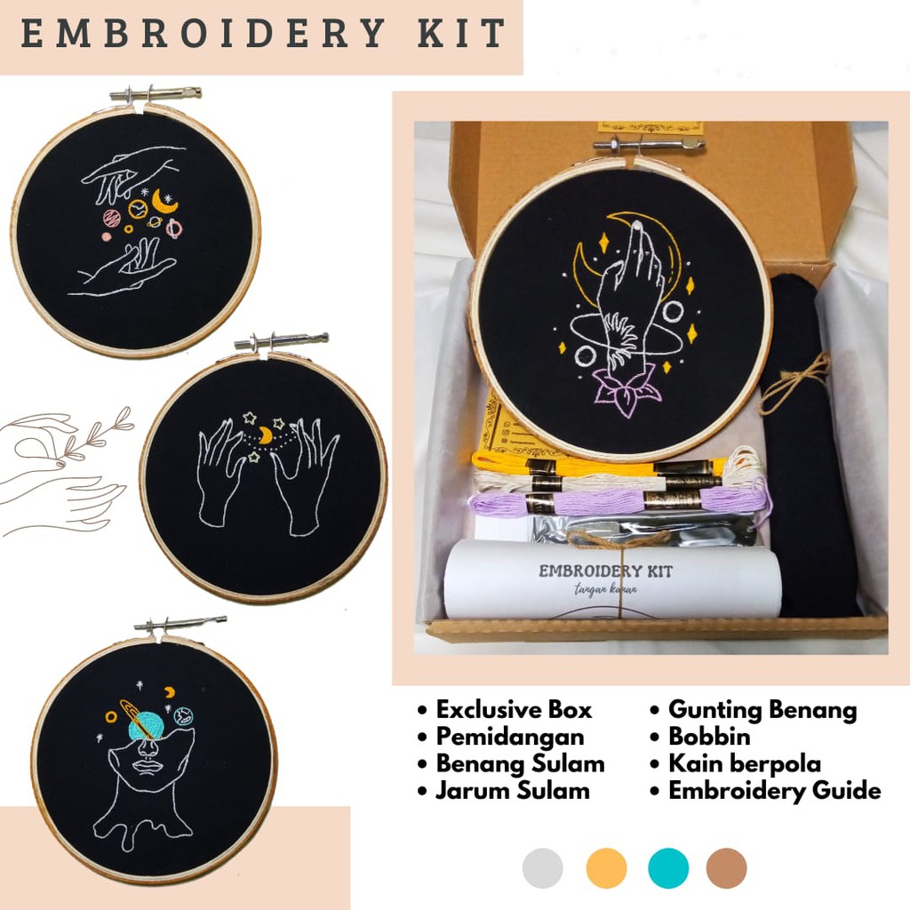 Embroidery Kit - Paket Sulam Tangan - Paket Kerajinan Tangan Terlengkap Termurah {Black Galaxy}