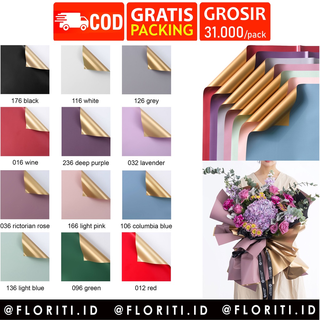 

(20 lembar) Kertas Buket Cellophane Bicolor Gold/Cellophane Double Side