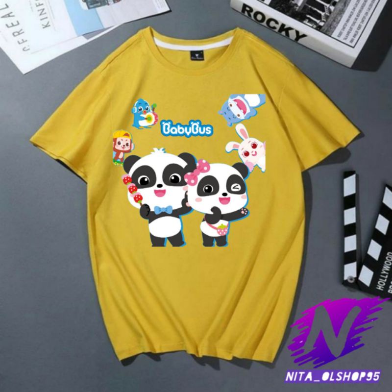 kaos anak dunia panda baju anak babybus Kiki dan Miu Miu kaos kartun anak panda lucu