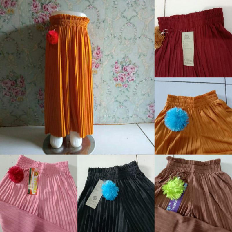 kulot plisket anak usia 3-12tahun Celana anak perempuan celana kulot plisket anak tanggung