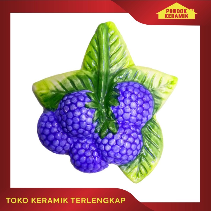 Hiasan Dinding bentuk Arbei Blue (LM) - Ceramic Wall Decoration