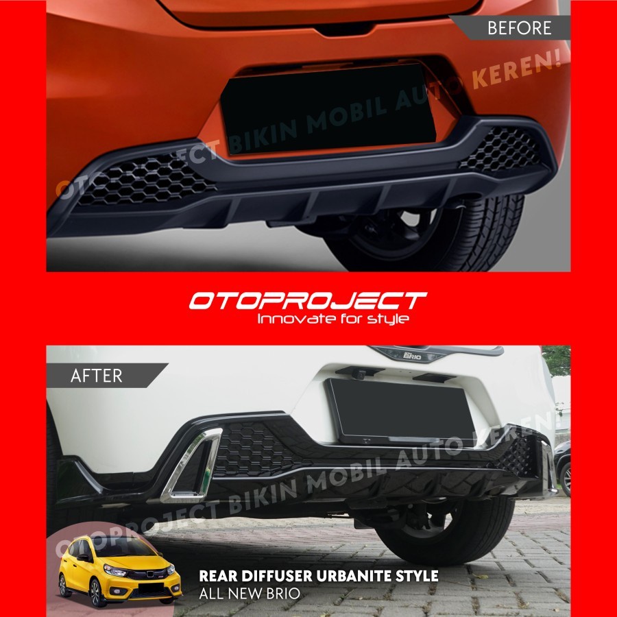 DIFFUSER ALL NEW BRIO 2018 URBANITE STYLE GLOSY BLACK