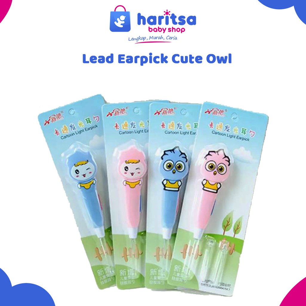 Lead Earpick Karakter / Pembersih Telinga Led Motif Owl/Flashlight Earpick