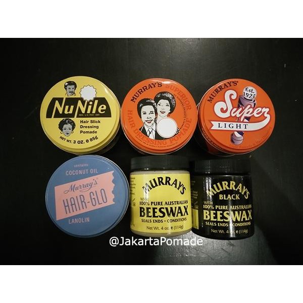 Murrays Pomade Nu Nile & Superlight & Superior & Hair Glo & Beeswax & Black Beeswax