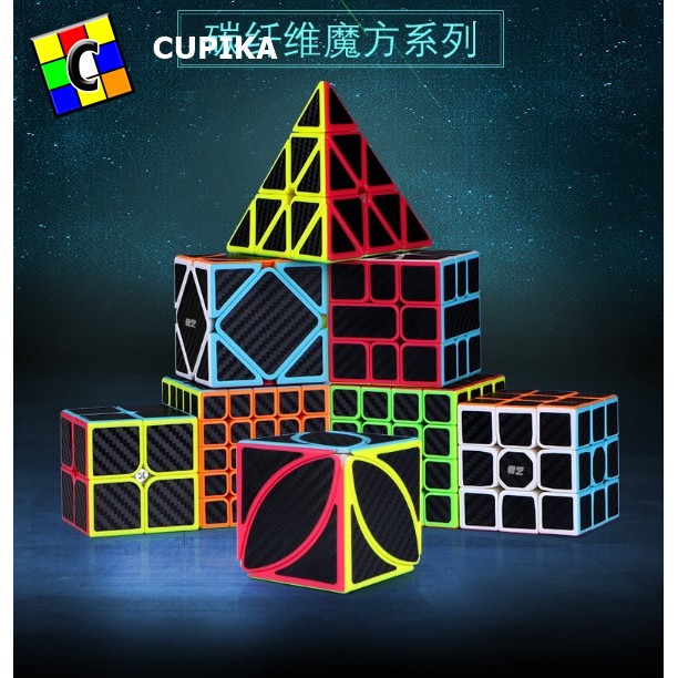 Rubik QIYI PYRAMINX Sticker Black Carbon Fiber