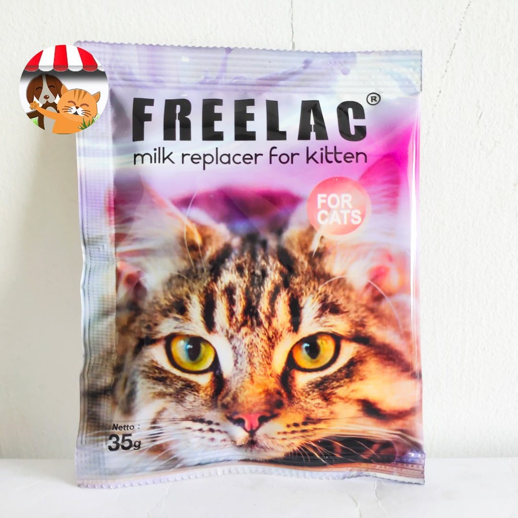 Susu freelac diformulasikan untuk kitten yang 100% bebas laktosa.  Tersedia dalam bentuk sachet (35g