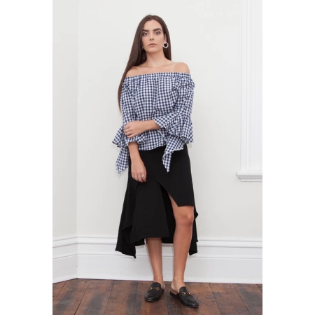 Hello Parry Iva Off Shoulder Gingham Top