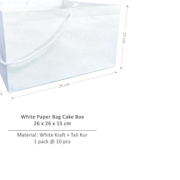 

[Digipack] White Paper Bag Cake Box 26 x 26 x 15 | Kantong Kertas