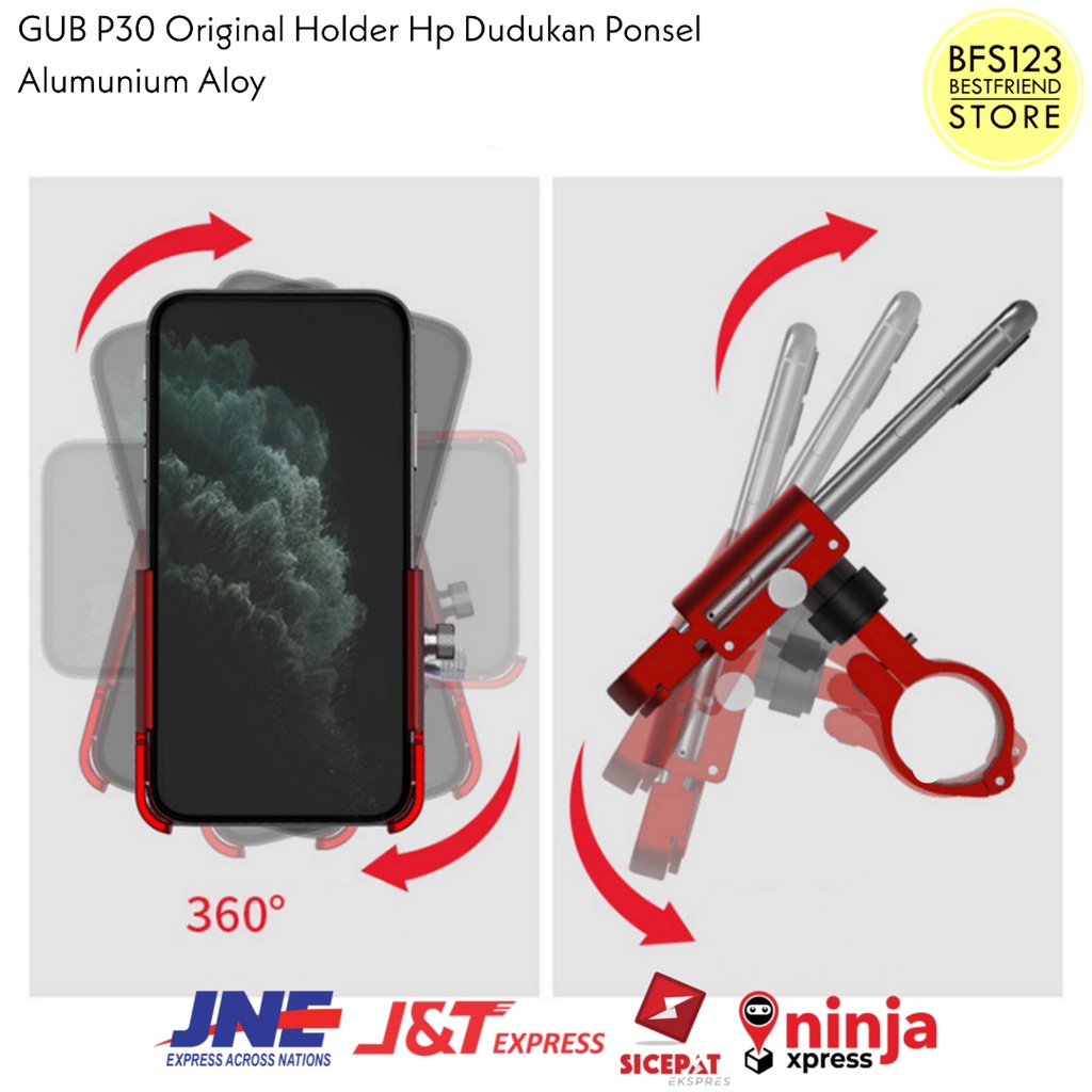 Paket GUB P30 Phone Holder + Bracket Spion MOTOWOLF ORIGINAL