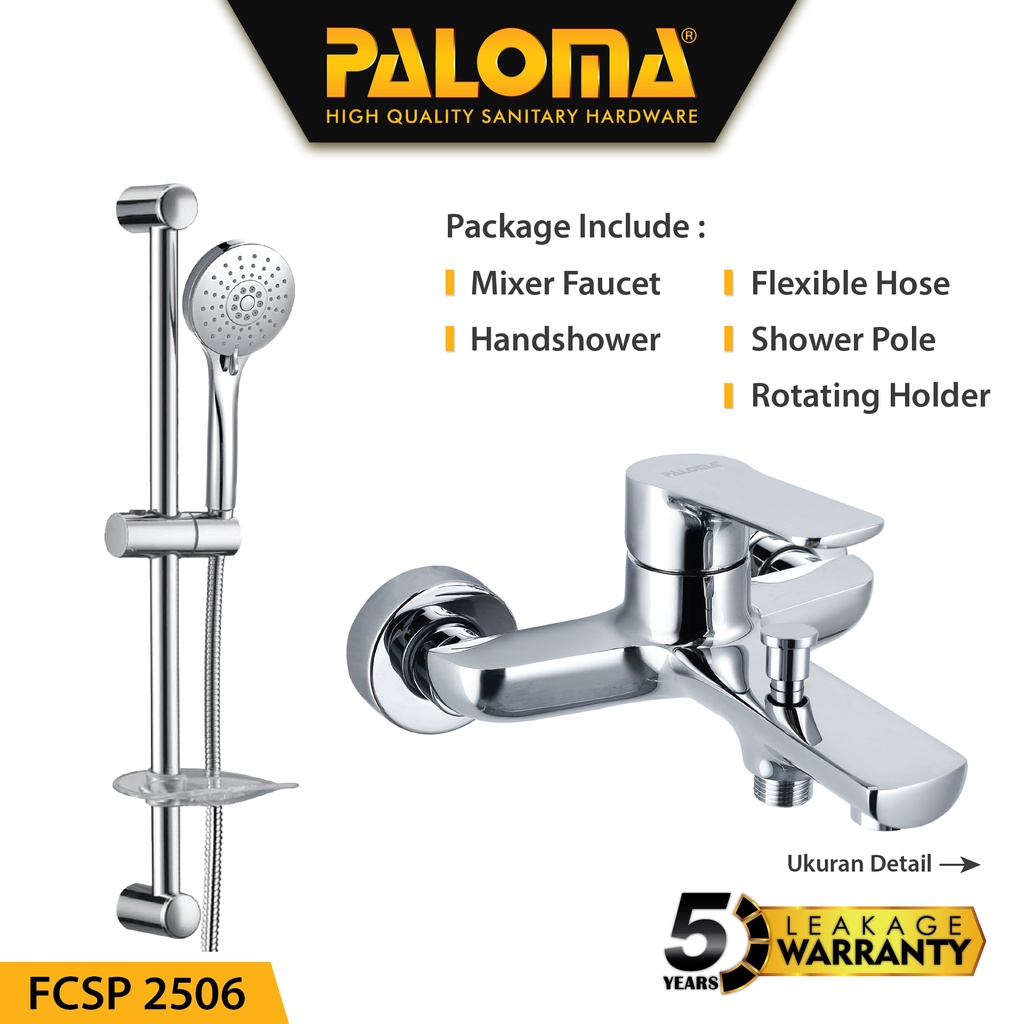 PALOMA FCSP 2506 Paket Keran Mixer Shower Set Tiang Panas Dingin Kran