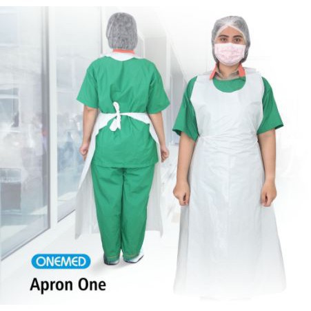 APRON PLASTIK ONEMED SEKAI PAKAI  1 PACK ISI 10 LEMBAR . CELEMEK DISPOSSABLE