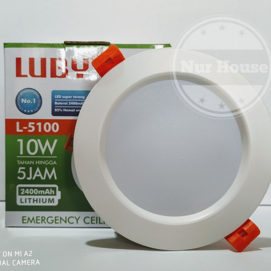 Lampu downlight led luby plus emergency 10 watt L-5100 emergency panel