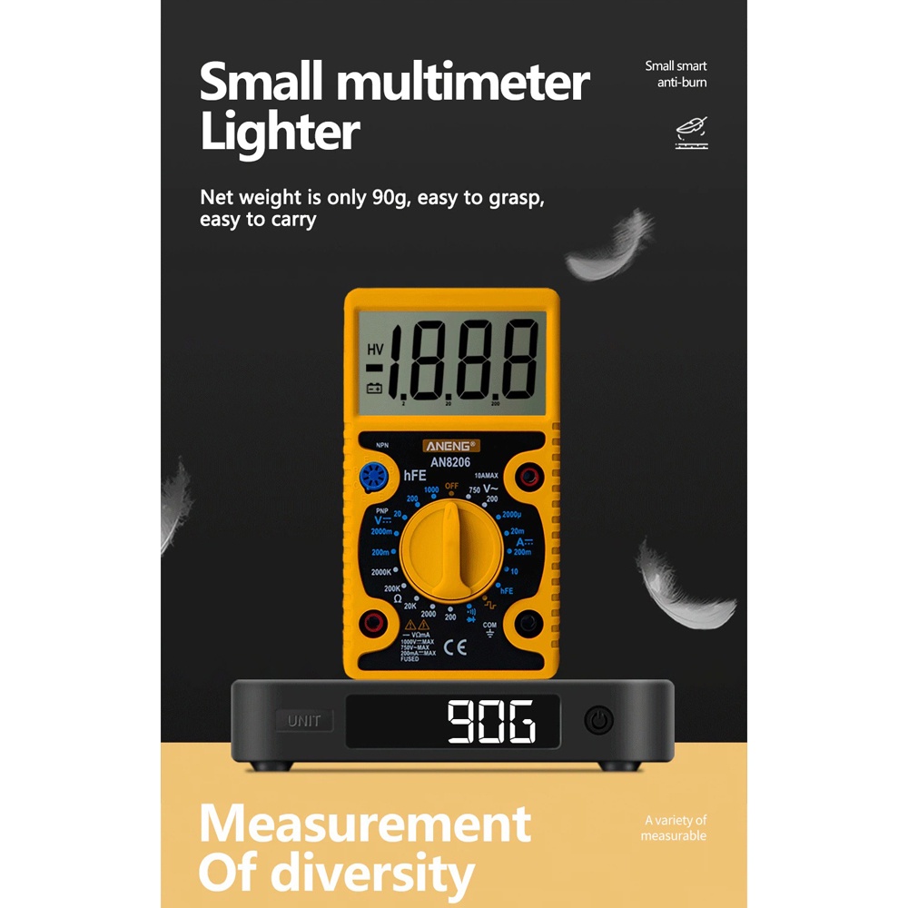 ANENG Digital Multimeter Voltage Tester Large Screen Display - AN8206