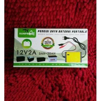 Charger Baterai Portable Aki Kering 12V2A 5AH-20AH SUNPRO Termurah