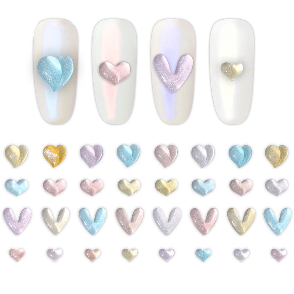 30pcs / Pak Berlian Imitasi Bentuk Hati Untuk Dekorasi Diy Nail Art  3D