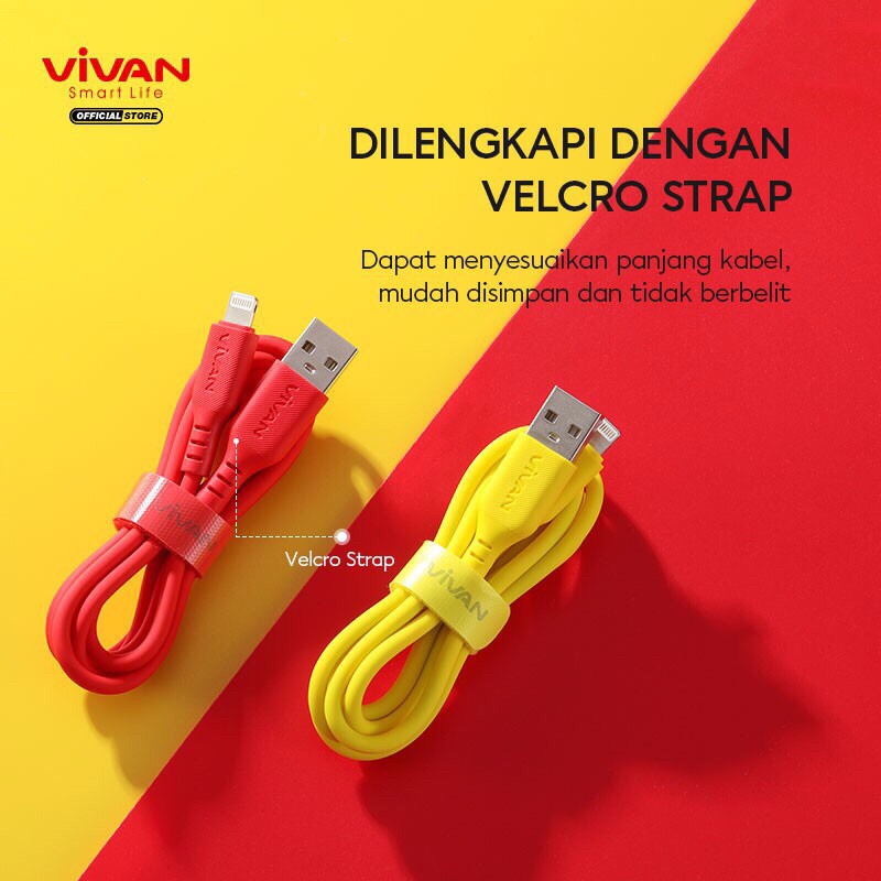 VIVAN VSL100 Kabel Data iPhone Lightning 2.4A Silicone Full SR Coverage Quick Charge Garansi 1 Tahun