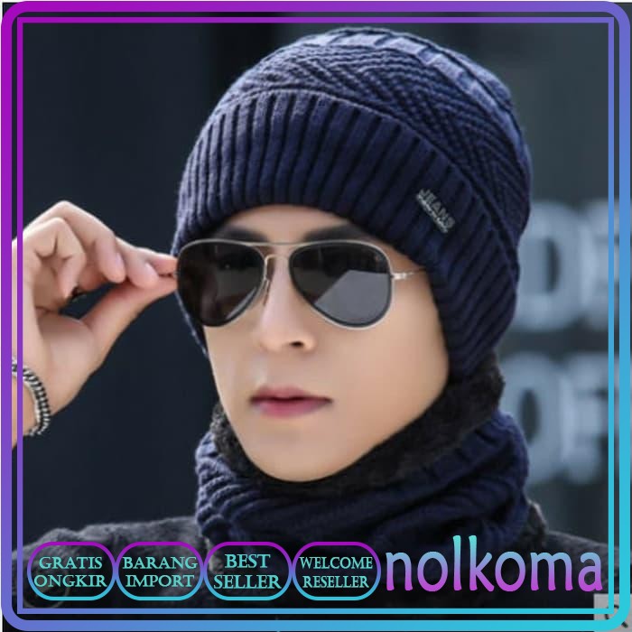 1 SET TOPI KUPLUK RAJUT dan SYAL PRIA WANITA Topi Gunung Winter Topi Musim Dingin Pria Wanita NK177
