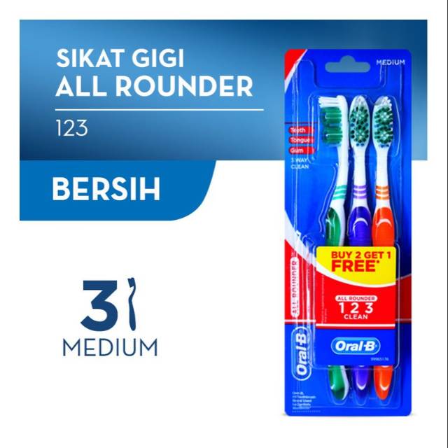 Oral B Sikat Gigi All Rounder 123 3'S Clean Medium

- ukmmarket
