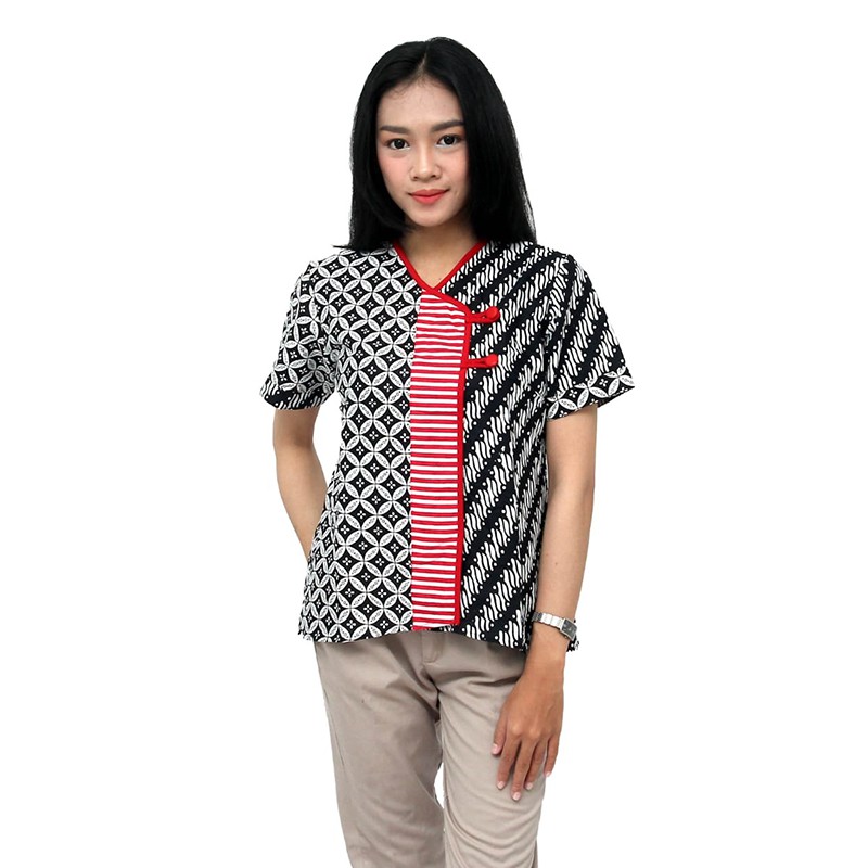Atasan Batik Wanita Model 3 in 1 Shanghai Style - Blouse Batik Wanita - S M L XL 2L 3L 4L 5L-1