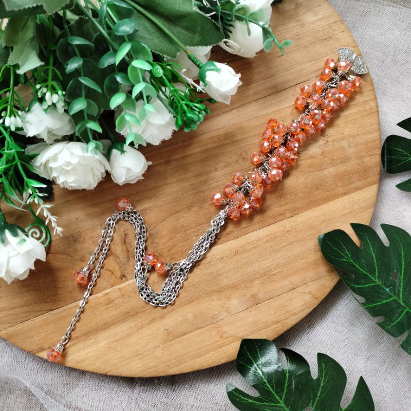 Syaira brooch / bros dagu juntai panjang-Orange